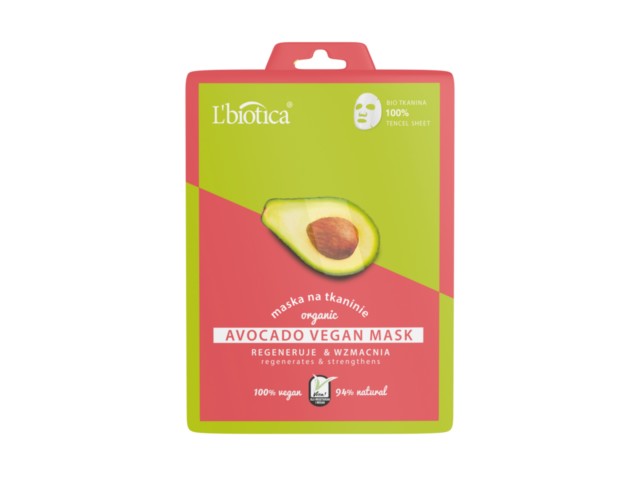 L'Biotica Avocado Vegan Mask Maska na tkaninie interakcje ulotka maseczka  23 ml