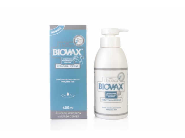 L'Biotica Biovax Szampon do mycia włosów intensywnie regenerujący KERATYNA+JEDWAB interakcje ulotka   400 ml | but.z dozow.