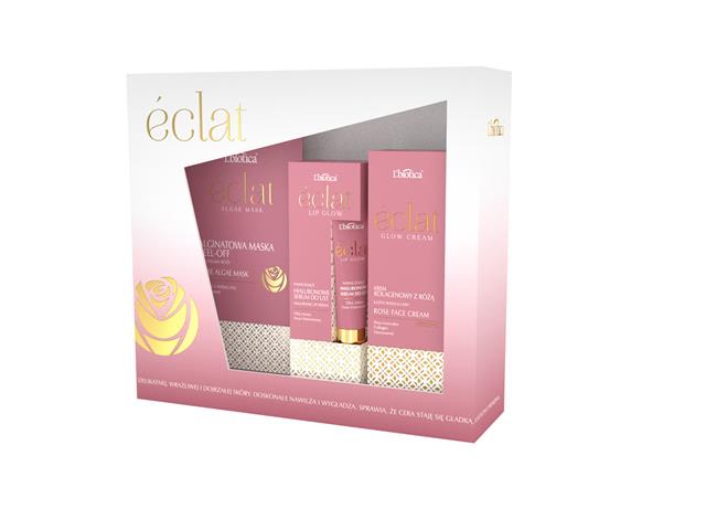 L'Biotica Eclat Zestaw RÓŻA Krem kolagenowy+Serum d/ust+Maska alginatowa Peel-off interakcje ulotka krem  50 ml | + 15 ml + 10 g