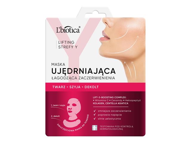 L'Biotica Lifting Strefy Y Maska do twarzy łagodząca zaczerwienienia ujędrniająca interakcje ulotka maska  1 kompl.