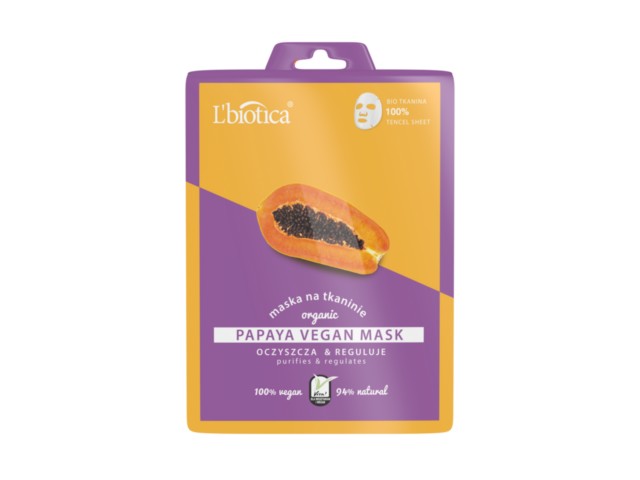 L'Biotica Papaya Vegan Mask Maska na tkaninie interakcje ulotka maseczka  23 ml