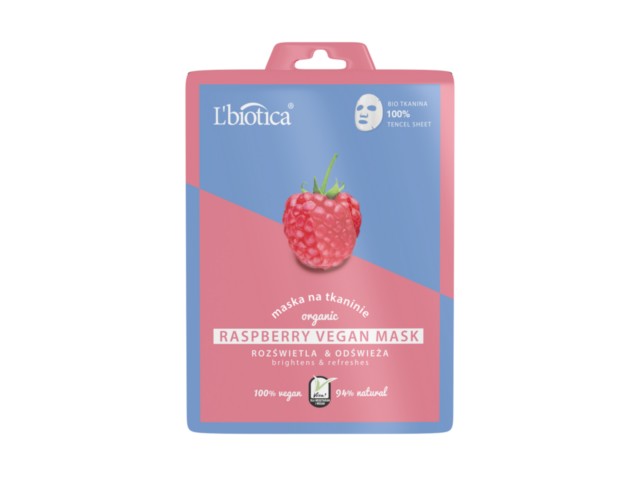 L'Biotica Raspberry Vegan Mask Maska na tkaninie interakcje ulotka maseczka  23 ml