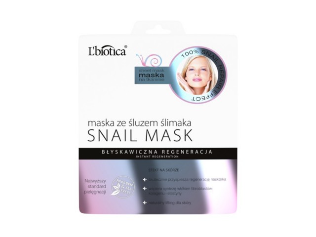 L'Biotica Snail Mask Maska ze śluzem ślimaka na tkaninie interakcje ulotka maseczka  23 ml