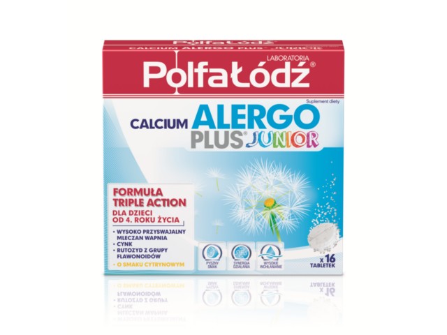 Laboratoria PolfaŁódź Calcium Alergo Plus Junior interakcje ulotka tabletki musujące  16 tabl. (4 blist. po 4 tabl.)