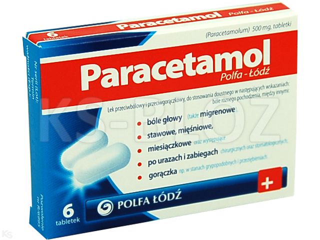 Laboratoria PolfaŁódź Paracetamol (Paracetamol Polfa-Łódź) interakcje ulotka tabletki 500 mg 6 tabl. (blist.)