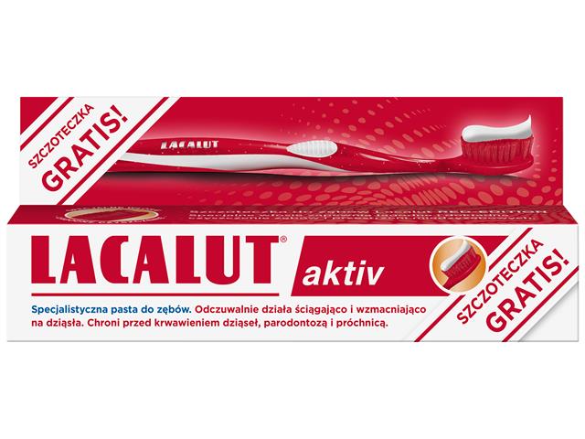 Lacalut Aktiv Pasta do zębów + Czerwona Szczoteczka do zębów GRATIS interakcje ulotka pasta do zębów  75 ml + 1 szt.