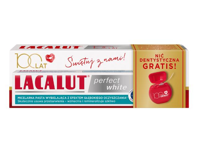 Lacalut Perfect White Pasta do zębów + nić dentystyczna interakcje ulotka pasta do zębów - 75 ml