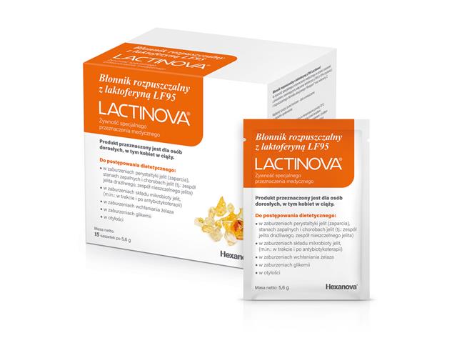 Lactinova Błonnik rozpuszczalny z laktoferyną LF95 interakcje ulotka saszetka  15 sasz.
