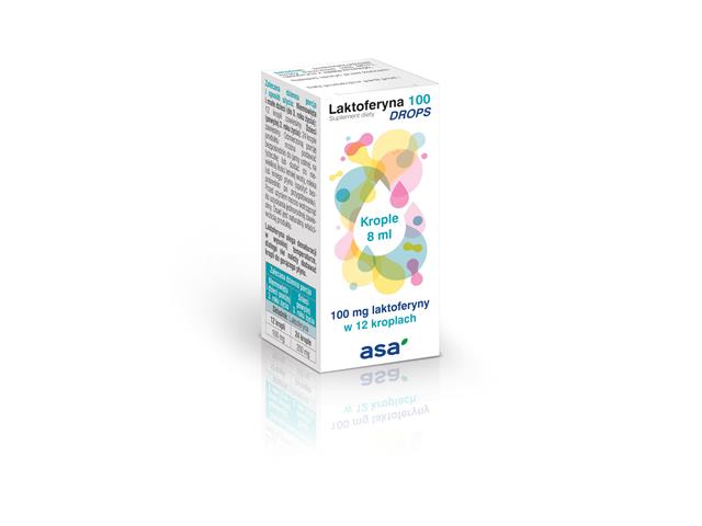 Laktoferyna 100 Drops interakcje ulotka krople  8 ml | butelka