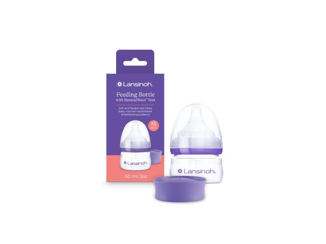 Lansinoh Natural Wave Butelka 60 ml XS 0 m+ ze smoczkiem o bardzo wolnym przepływie interakcje ulotka butelka - 1 but.