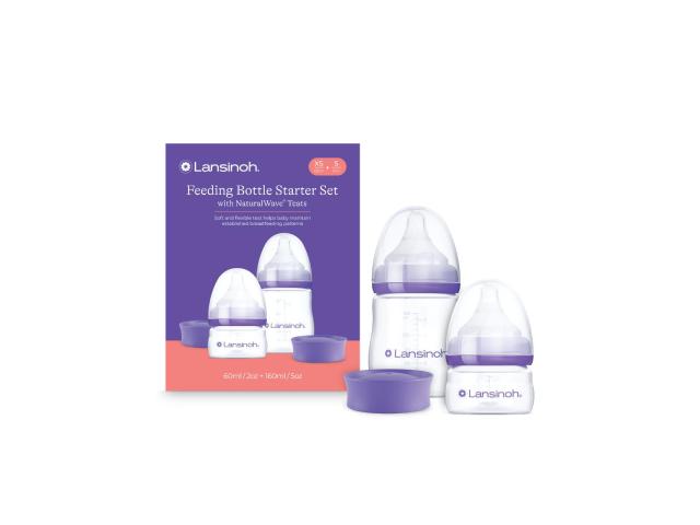 Lansinoh Zestaw butelek do karmienia 60 ml i 160 ml ze smoczkiem Natural Wave interakcje ulotka zestaw - 2 but.
