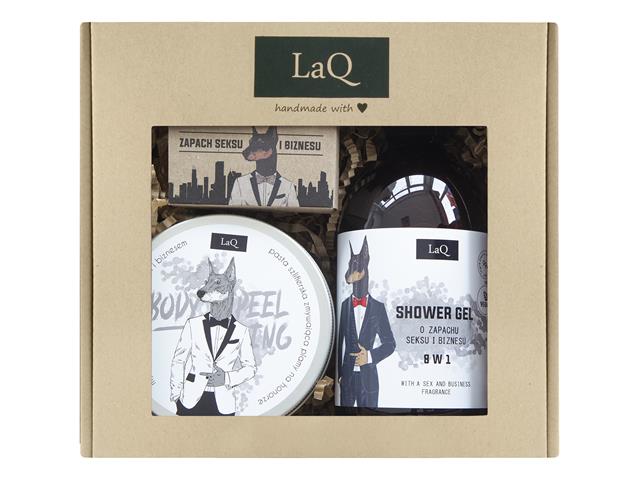 LAQ Zestaw DOBERMAN Żel Scrub Kostka interakcje ulotka zestaw - 500 ml (+ 200 ml + 85 ml)