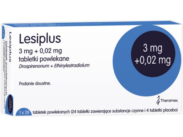 Lesiplus interakcje ulotka tabletki powlekane 20mcg+3mg 28 tabl. (1 blist. po 28 tabl.)