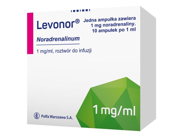 Levonor interakcje ulotka roztwór do infuzji 1 mg/ml 10 amp. po 1 ml