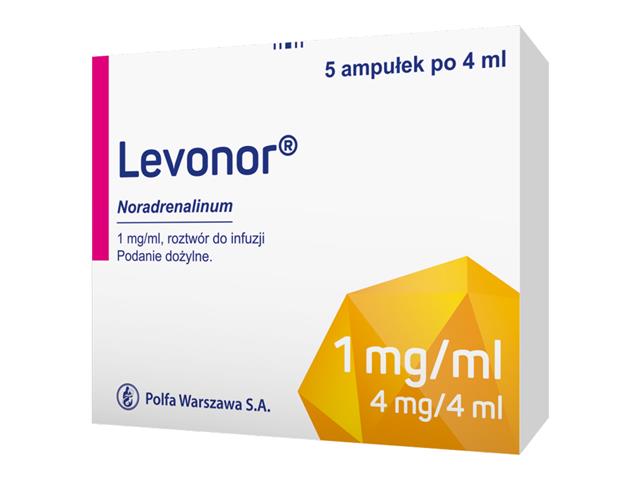 Levonor interakcje ulotka roztwór do infuzji 1 mg/ml 5 amp. po 4 ml