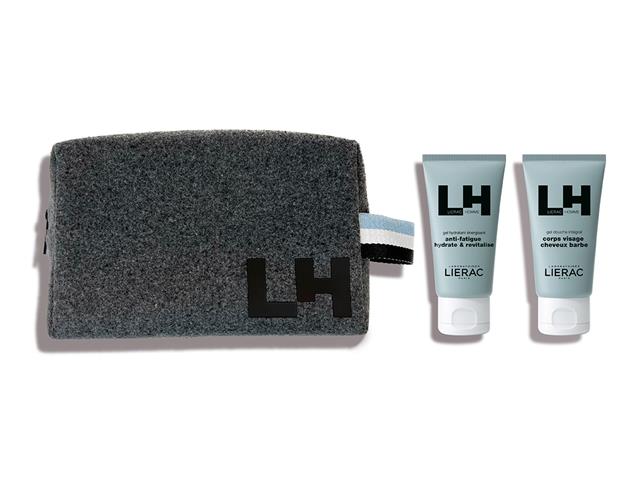 Lierac Homme Zestaw energizujący Nawilż.Żel energizujący+Wielofunkcyjny Żel pod prysznic+Kosmetyczka interakcje ulotka zestaw - 50 ml + 50 ml