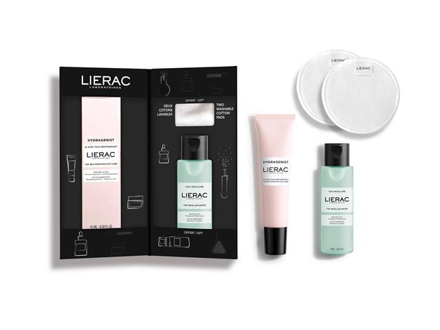 Lierac Hydragenist Zestaw Nawilż.Piel.p/oczy +Woda micelarna+Płatki kosmetyczne wielokrot.użycia interakcje ulotka zestaw - 15 ml (+ 50 ml + 2 szt.)