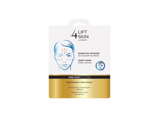 LIFT 4 SKIN Maska na tkaninie ze śluzem ślimaka ONE SHOT ACTION Śluz Ślimaka interakcje ulotka maseczka - 1 szt. (23 ml)