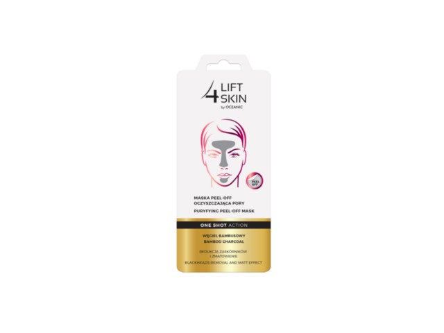 LIFT 4 SKIN Maska peel-off oczyszczająca pory ONE SHOT ACTION Węgiel Bambusowy interakcje ulotka maseczka  8 ml