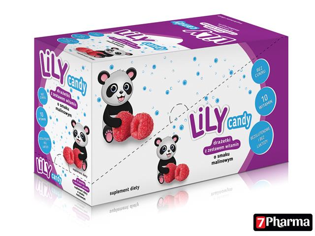 Lily Candy Drażetki o smaku malinowym z zestawem 10 witamin display interakcje ulotka drażetki - 15 draż.