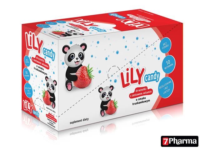 Lily Candy Drażetki o smaku truskawkowym z zestawem 10 witamin display interakcje ulotka drażetki - 15 op.