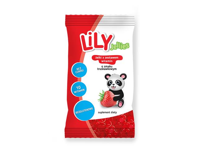 Lily Jellies Żelki o smaku truskawkowym wzbogacone witaminami i minerałami interakcje ulotka żelki  30 g