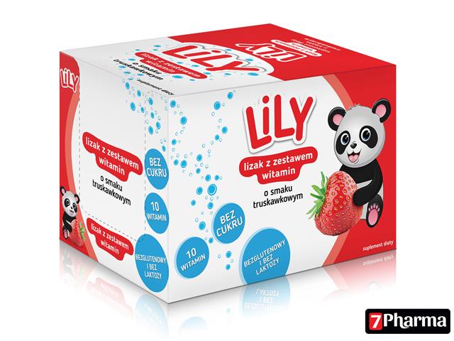 Lily Lizak o smaku truskawkowym z zestawem witamin interakcje ulotka lizaki - 40 szt. (display)