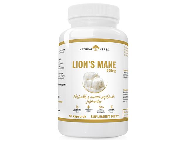 Lion's mane 500 mg Ekstrakt z owocni soplówki jeżowatej interakcje ulotka kapsułki - 60 kaps.