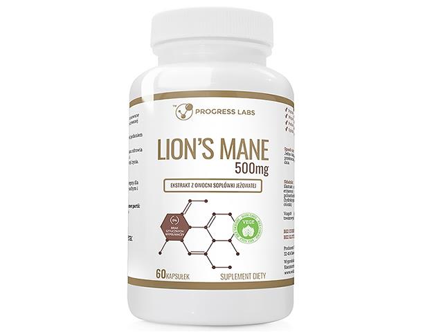 Lion's Mane 500 mg ekstrakt z owocni soplówki jeżowatej interakcje ulotka kapsułki  60 kaps.