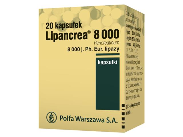 Lipancrea 8000 interakcje ulotka kapsułki 8 000 j. Ph.Eur. 20 kaps. | poj.i pud.