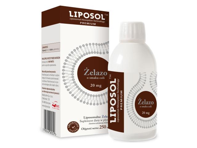 Liposol Żelazo 20 mg o smaku coli interakcje ulotka płyn - 250 ml