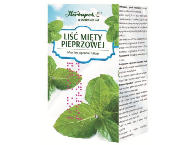 Liść Mięty Pieprzowej interakcje ulotka zioła do zaparzania w saszetkach 2 g 25 toreb.