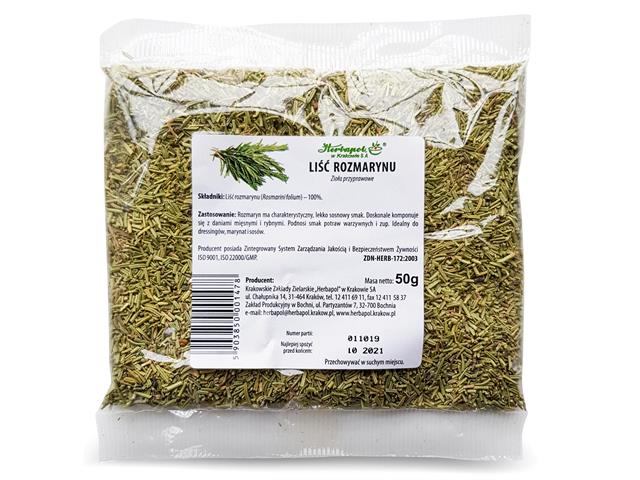 Liść Rozmarynu Zioła liść interakcje ulotka zioła do zaparzania - 50 g