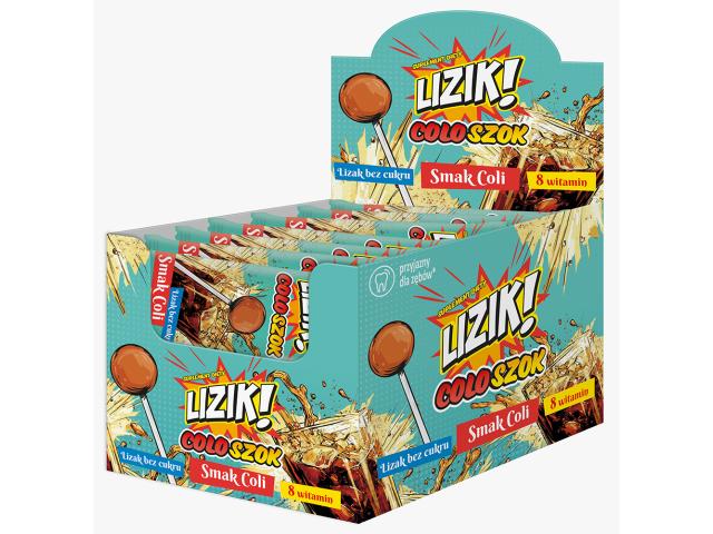 Lizik! Coloszok o smaku coli bez cukru display interakcje ulotka lizaki - 30 szt.