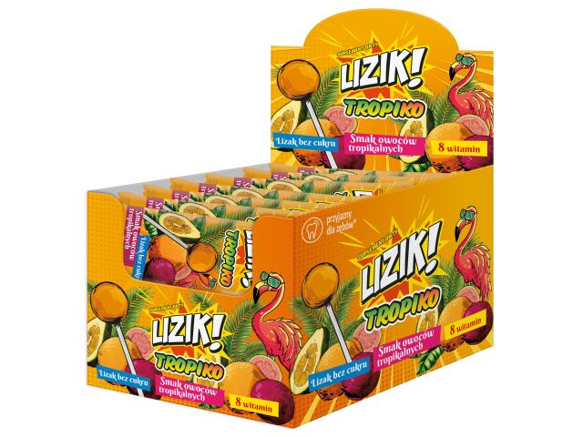 Lizik! Tropiko owoce tropikalne bez cukru display interakcje ulotka lizaki - 40 szt.