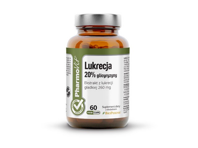 Lukrecja 20% glicyryzyny Clean Label Pharmovit interakcje ulotka kapsułki  60 kaps.