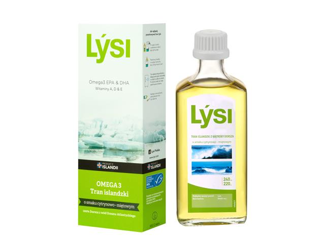 LYSI Tran islandzki o smaku cytrynowo miętowym interakcje ulotka olej  240 ml