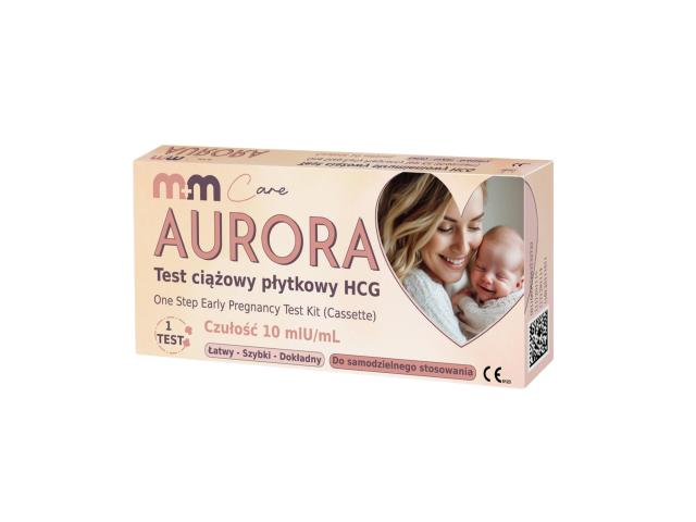 M+M Care Aurora Test ciążowy płytkowy HCG czułość 10mlU/ml interakcje ulotka test ciążowy płytkowy 1 szt.