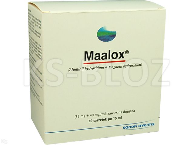 Maalox interakcje ulotka zawiesina doustna (0,035g+0,04g)/ml 30 sasz. po 15 ml