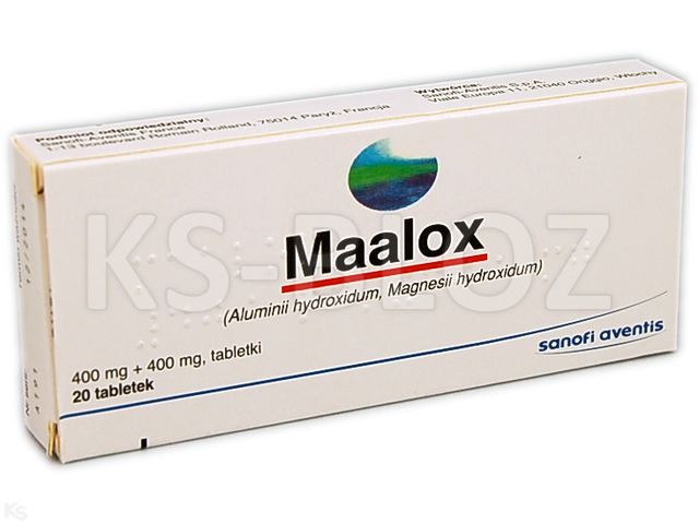 Maalox interakcje ulotka tabletki 400mg+400mg 20 tabl. (2 blist. po 10 tabl.)