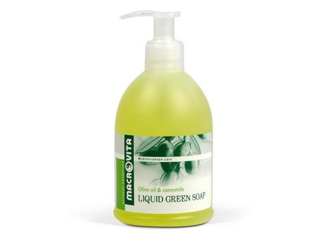 Macrovita Liquid Green Soap Mydło w płynie z bio-oliwą z oliwek i bio-rumiankiem zielone interakcje ulotka mydło płynne - 300 ml