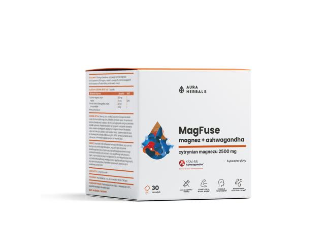 MagFuse magnez + ashwagandha interakcje ulotka saszetka  30 sasz.