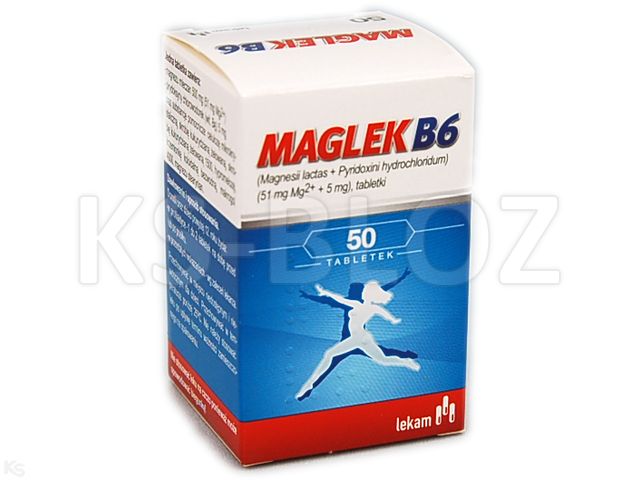 Maglek B6 interakcje ulotka tabletki 51mg Mg+5mg Vit.B6 50 tabl.