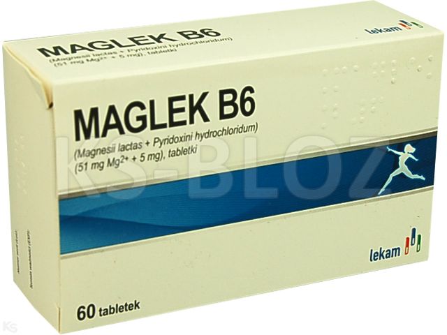 Maglek B6 interakcje ulotka tabletki 51mg Mg+5mg Vit.B6 60 tabl.
