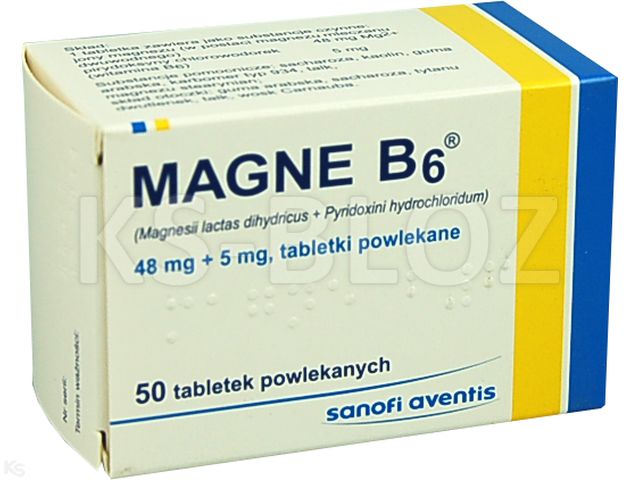 Magne B6 interakcje ulotka tabletki powlekane 48mg Mg2++5mg 