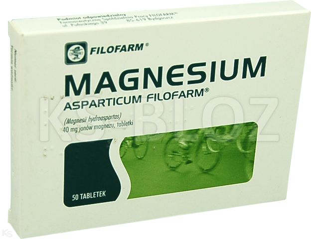 Magnesium Asparticum Filofarm interakcje ulotka tabletki 40 mg Mg2+ 50 tabl.