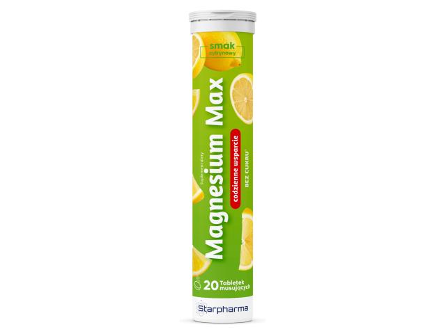 Magnesium Max cytrynowy bez cukru interakcje ulotka tabletki musujące - 20 tabl.