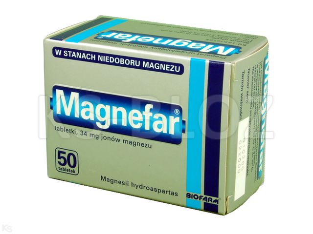 Magnez Biofarm (Magnefar) interakcje ulotka tabletki 34 mg Mg2+ 50 tabl. (5 blist. papierowe po 10 tabl.)