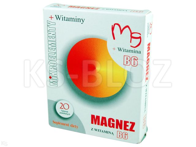 Magnez Z Witaminą B6 interakcje ulotka tabletki powlekane  20 tabl.