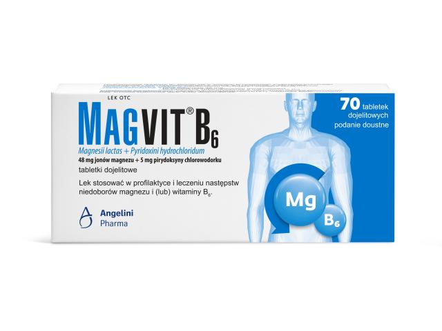 Magvit B6 interakcje ulotka tabletki dojelitowe 48mg Mg+5mg 70 tabl.